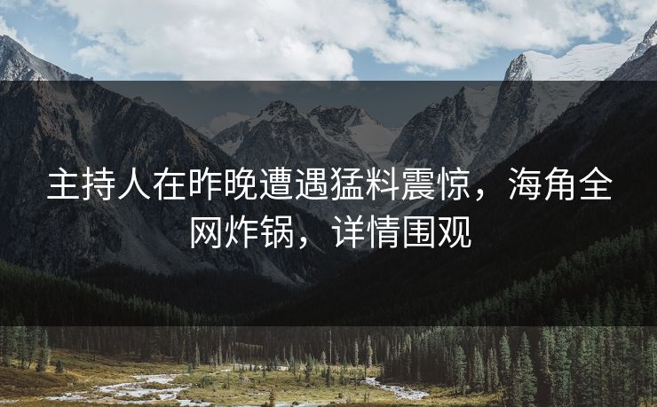 主持人在昨晚遭遇猛料震惊,海角全网炸锅,详情围观