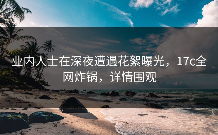 业内人士在深夜遭遇花絮曝光,17c全网炸锅,详情围观