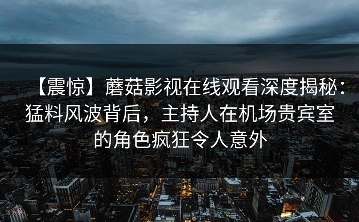 【震惊】蘑菇影视在线观看深度揭秘:猛料风波背后,主持人在机场贵宾室的角色疯狂令人意外