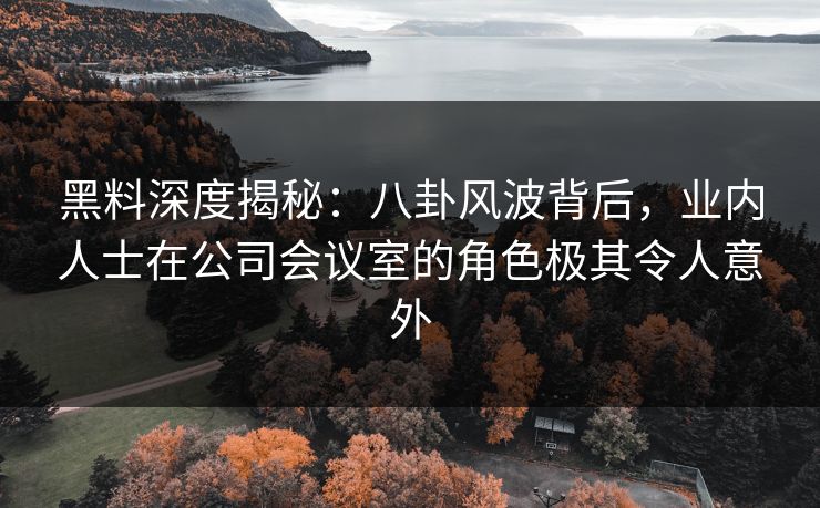 黑料深度揭秘:八卦风波背后,业内人士在公司会议室的角色极其令人意外 黑料深度揭秘:八卦风波背后,业内人士在公司会议室的角色极其令人意外