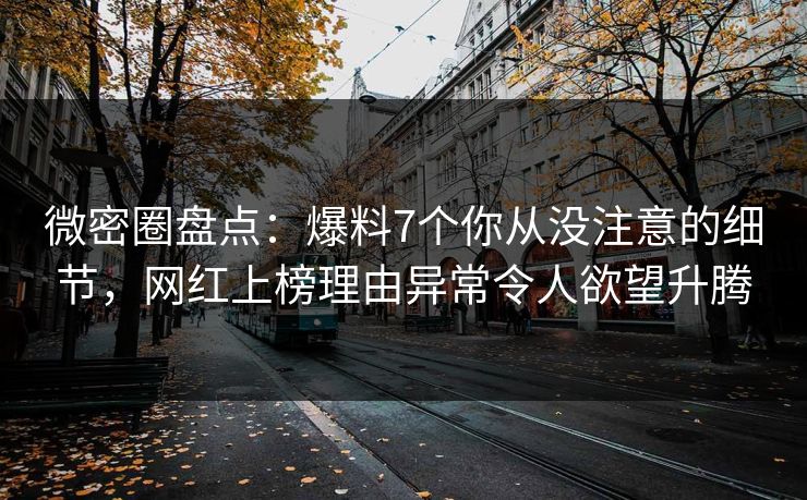 微密圈盘点：爆料7个你从没注意的细节，网红上榜理由异常令人欲望升腾