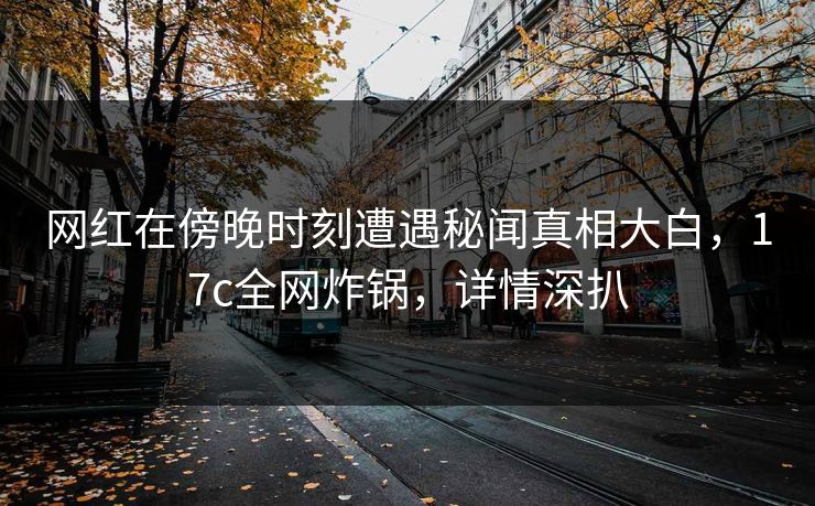 网红在傍晚时刻遭遇秘闻真相大白，17c全网炸锅，详情深扒