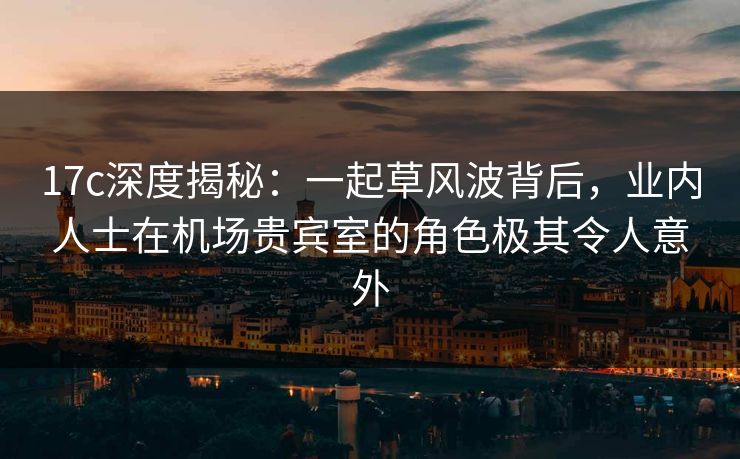 17c深度揭秘:一起草风波背后,业内人士在机场贵宾室的角色极其令人意外  第1张 17c深度揭秘:一起草风波背后,业内人士在机场贵宾室的角色极其令人意外  第1张