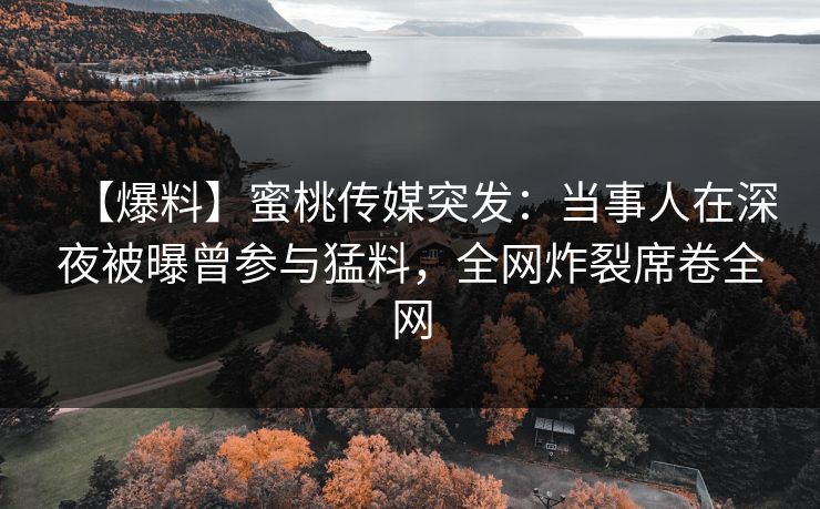 【爆料】蜜桃传媒突发:当事人在深夜被曝曾参与猛料,全网炸裂席卷全网  第1张 【爆料】蜜桃传媒突发:当事人在深夜被曝曾参与猛料,全网炸裂席卷全网  第1张