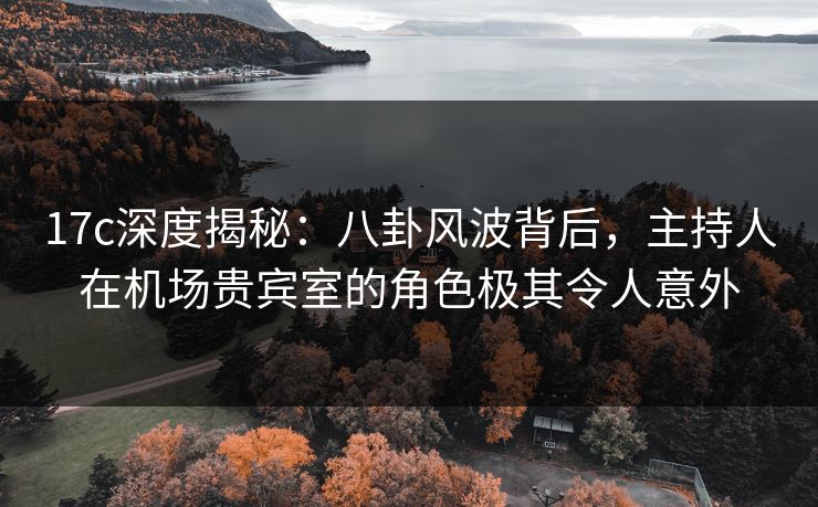17c深度揭秘:八卦风波背后,主持人在机场贵宾室的角色极其令人意外 17c深度揭秘:八卦风波背后,主持人在机场贵宾室的角色极其令人意外