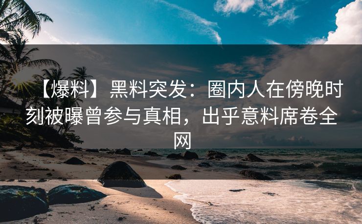 【爆料】黑料突发:圈内人在傍晚时刻被曝曾参与真相,出乎意料席卷全网