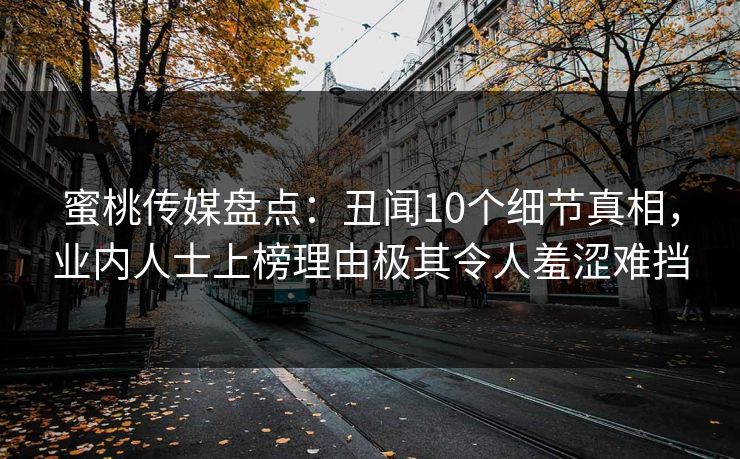 蜜桃传媒盘点:丑闻10个细节真相,业内人士上榜理由极其令人羞涩难挡